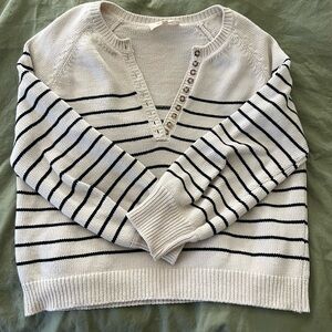 Sézane Léotine Jumper Ecru + Navy - Medium